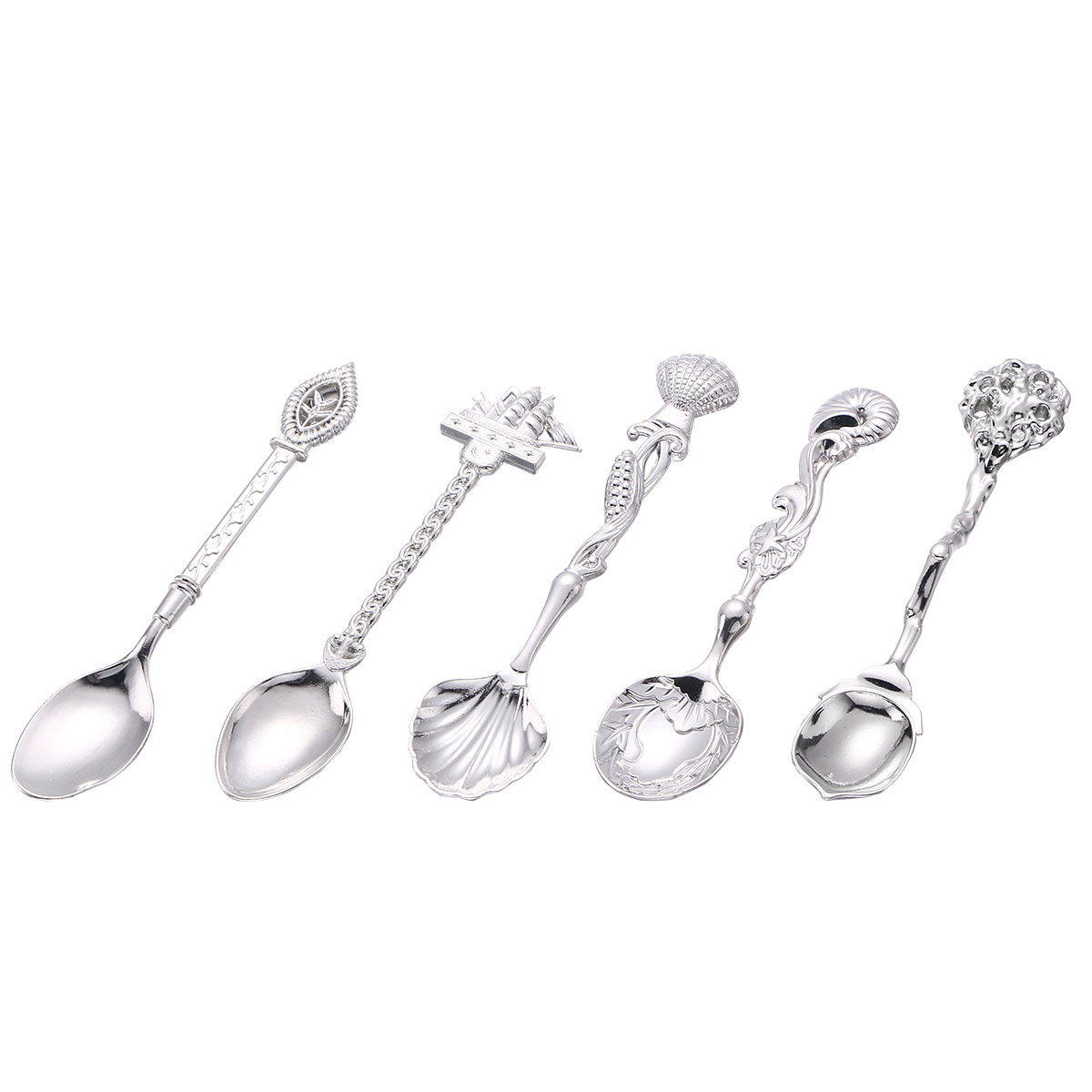5PCS Stereoscopic Stainless Steel Spoon Set Vintage Retro Creative