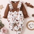 thumbnail image 1 of Baby Girls Romper Long Sleeve Cute Animal Print Jumpsuit & Headband, 1 of 5