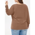 thumbnail image 5 of SHEWIN Womens Blouse Plus Size Tops Lace V Neck Long Sleeve T Shirts Dressy Eyelet Embroidered Tunics Top Spring Fall Blouses Camel 3X, 5 of 8