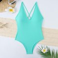 thumbnail image 4 of Summer Fashion Plus Size plus size swimsuit for women Trendy Clothes 2025 Sexy Solid Color V-neck Swimming Trunks Bikini Split Suit Up to 65% off!, 4 of 5
