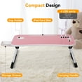 thumbnail image 2 of Foldable Laptop Table, Portable Bed Desk Tray, Lap Desk with USB Ports, Pad & Cup Holder, Drawer - Laptop Stand for Writing/Drawing/Homework/Breakfast-Pink, 2 of 6