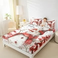 thumbnail image 4 of Manfei Caroon Snowman Full Size Sheets,Let It Snow Bed Sheets,Red White Sheet Sets For Kids,Microfiber Bedroom Decor,4-Piece, 4 of 7
