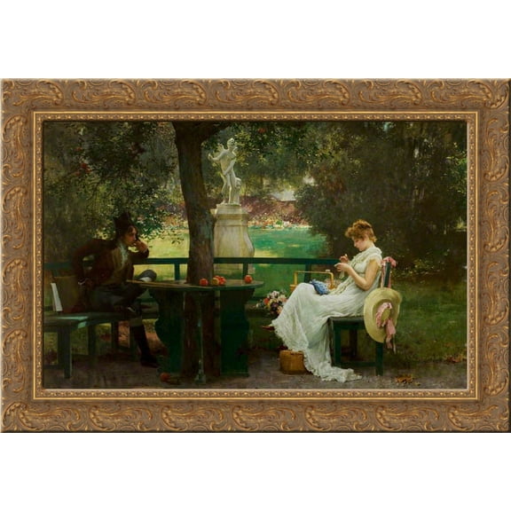 In Love 24x18 Gold Ornate Wood Framed Canvas Art by Marcus Stone