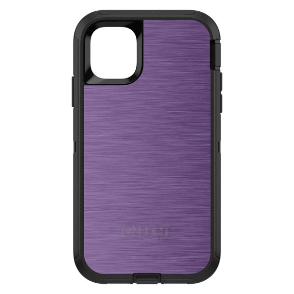 DistinctInk OtterBox Defender Custom Case for Apple iPhone 15 (6.1" Screen) - Printed Image of Stainless Steel - Tempered Glass Back