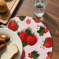 thumbnail image 3 of Pink Strawberry Round 15 Inch Placemats Set of 6, Spring Floral Watercolor Summer Botanical HeatResistant Non Slip Place Mats for Dining Table, Wipeable Braided Kitchen Table Mats for Housewarming, 3 of 9