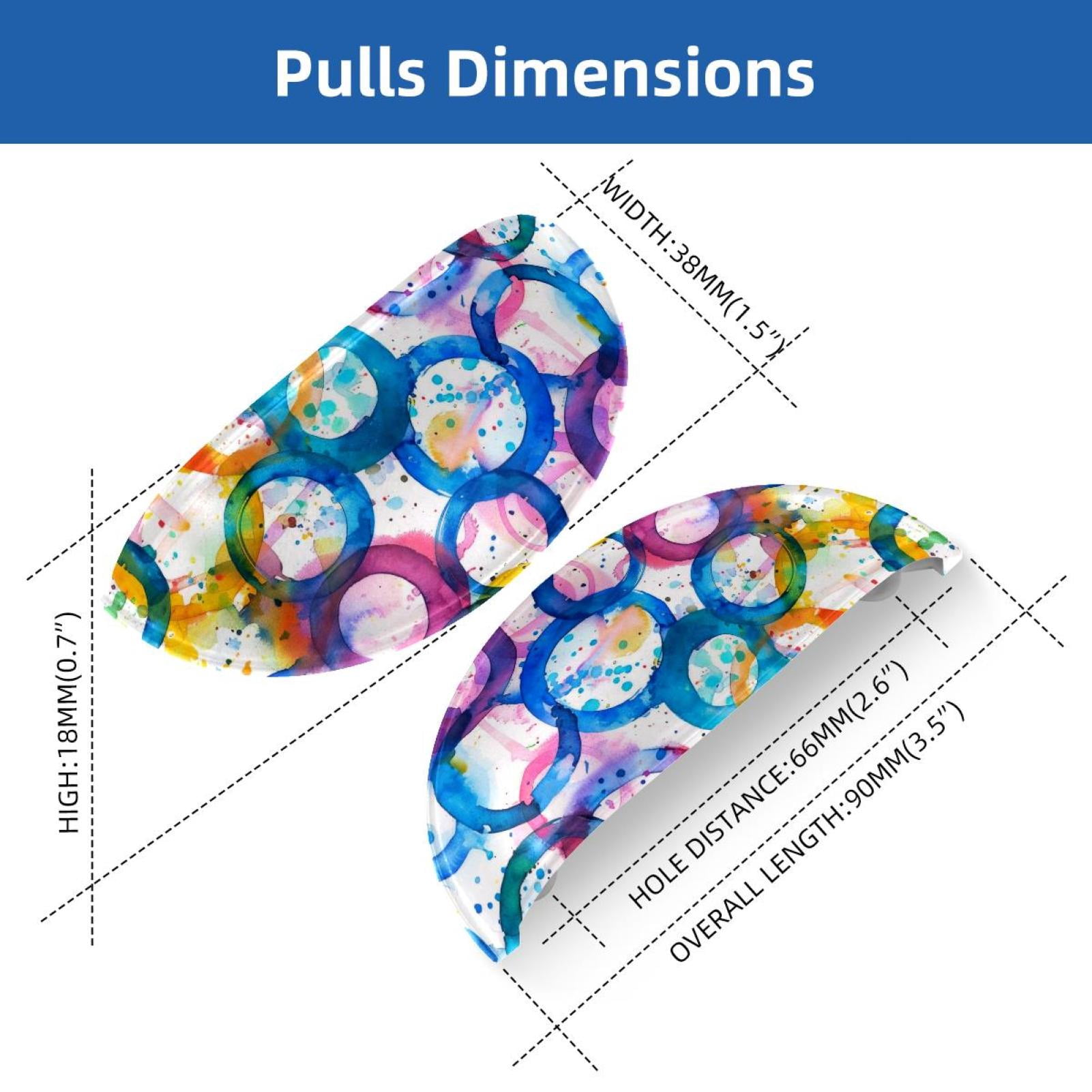 PhooArto 6 Pcs Cup Drawer Pulls, Watercolor Splash Circles Pattern Shell Shape Handles Cabinet Knobs for Dresser Cupboard Closet Wardrobe with Screws
