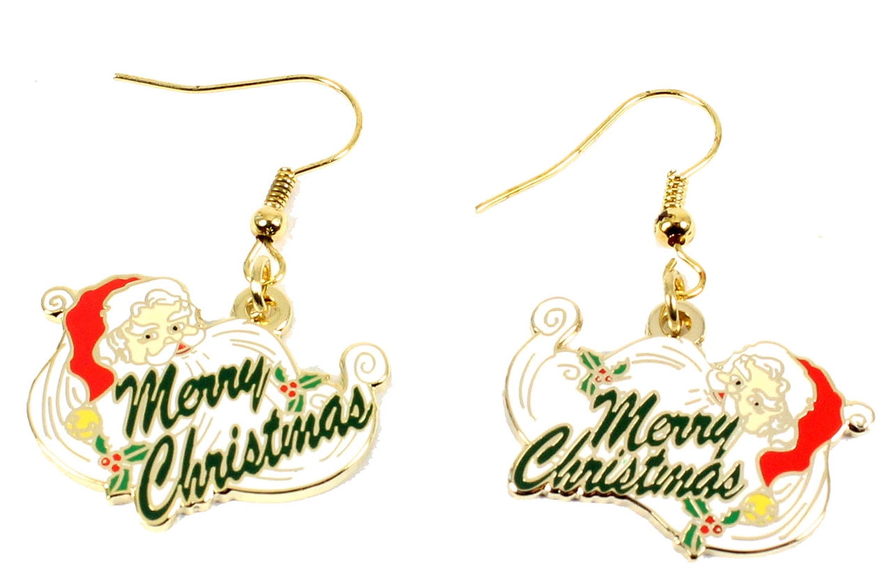 FREE GIFT BAG Cute Christmas Xmas Crystal Bells Stud Earrings Ladies Jewellery 
