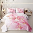 thumbnail image 2 of spefrowx Marble Ombre Bowknot Twin Quilt Set for Girls Boys, Cherry Blossoms Pink Stripes Twin Coverlet Set, 2pcs, 2 of 7