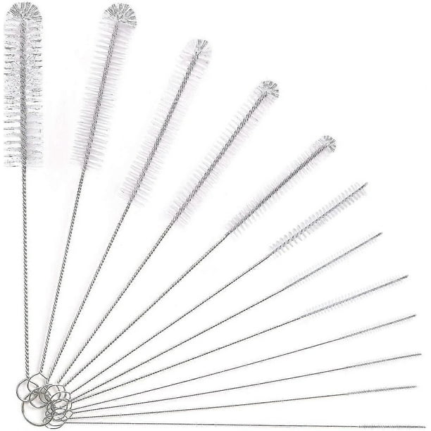 Bottle Brush, 12 Pcs Long Bottle Cleaning Brushes, Tube Brush, Kettle Spout Brush, Straw Brush, Nylon Bottle Pipe Cleaner Set (white)
