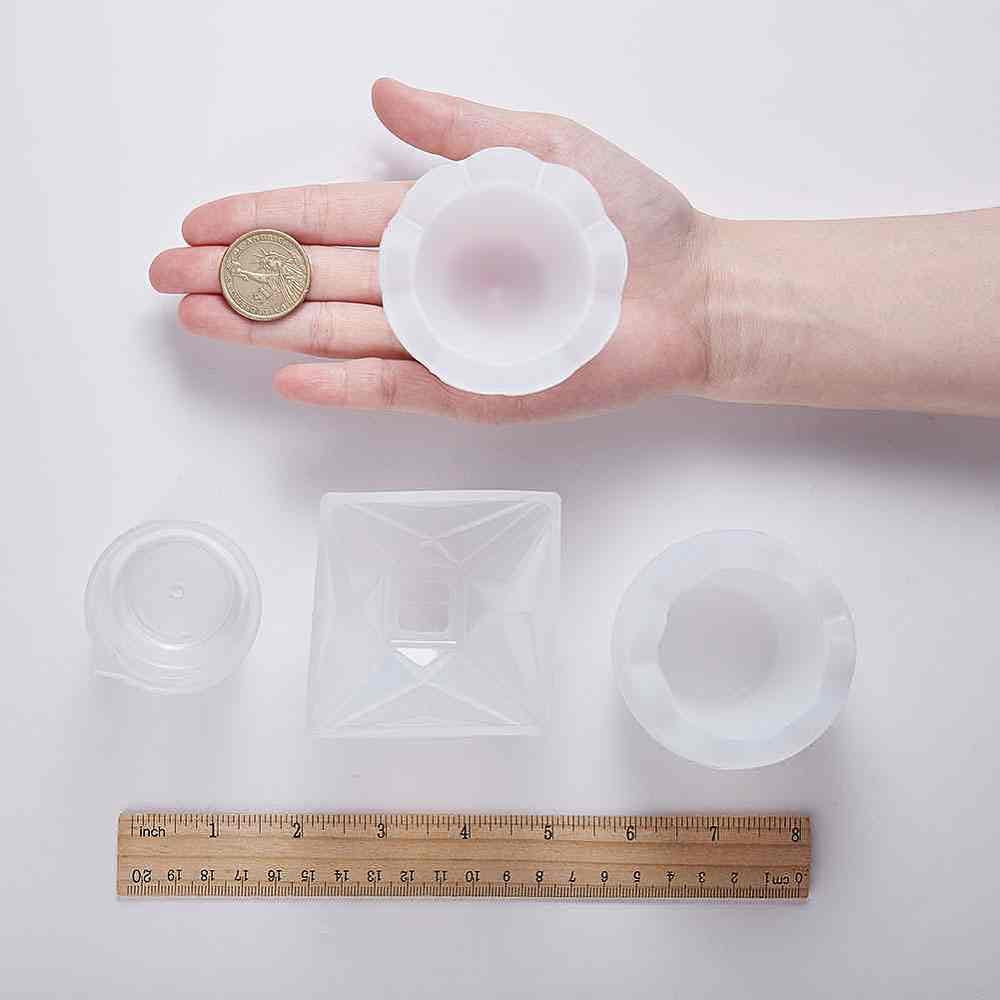 1 Set Silicone Storage Box Molds Resin Casting Molds For UV Resin Epoxy Resin Measuring Cup and Pipettes Dropper White 67x41mm 67x56mm