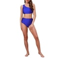 thumbnail image 2 of INSPIRAR CHIC Conjuntos de Bikini Elegantes de Una Sola Hombro para Mujeres, 2 Piezas, Top con Push Up y Parte Inferior de Control de Abdomen, Trajes de Baño, Azul Real Grande, 2 of 5