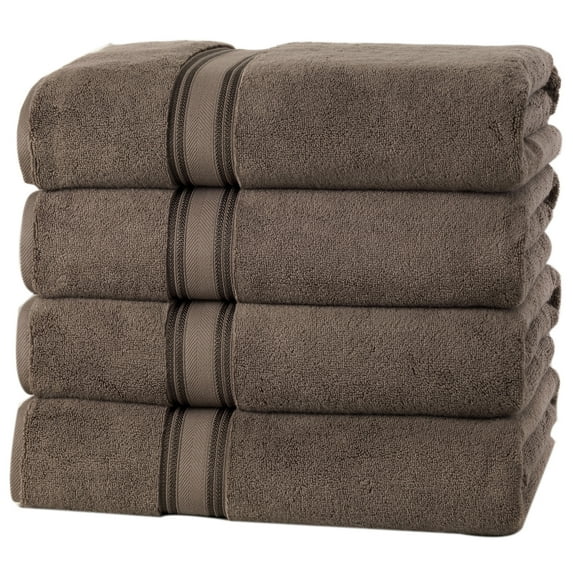 Soft and Thick Zero Twist Cotton 4 Pack Bath Towels