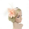 thumbnail image 4 of Jusqu'à 10$ Chapeau de Derby Fleuri pour Femmes avec Plumes Roses pour Cocktail Mariage Bandeau, 4 of 5