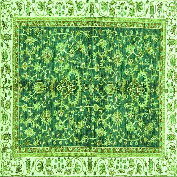 Ahgly Company Indoor Square Abstract Green Modern Area Rugs, 8' Square