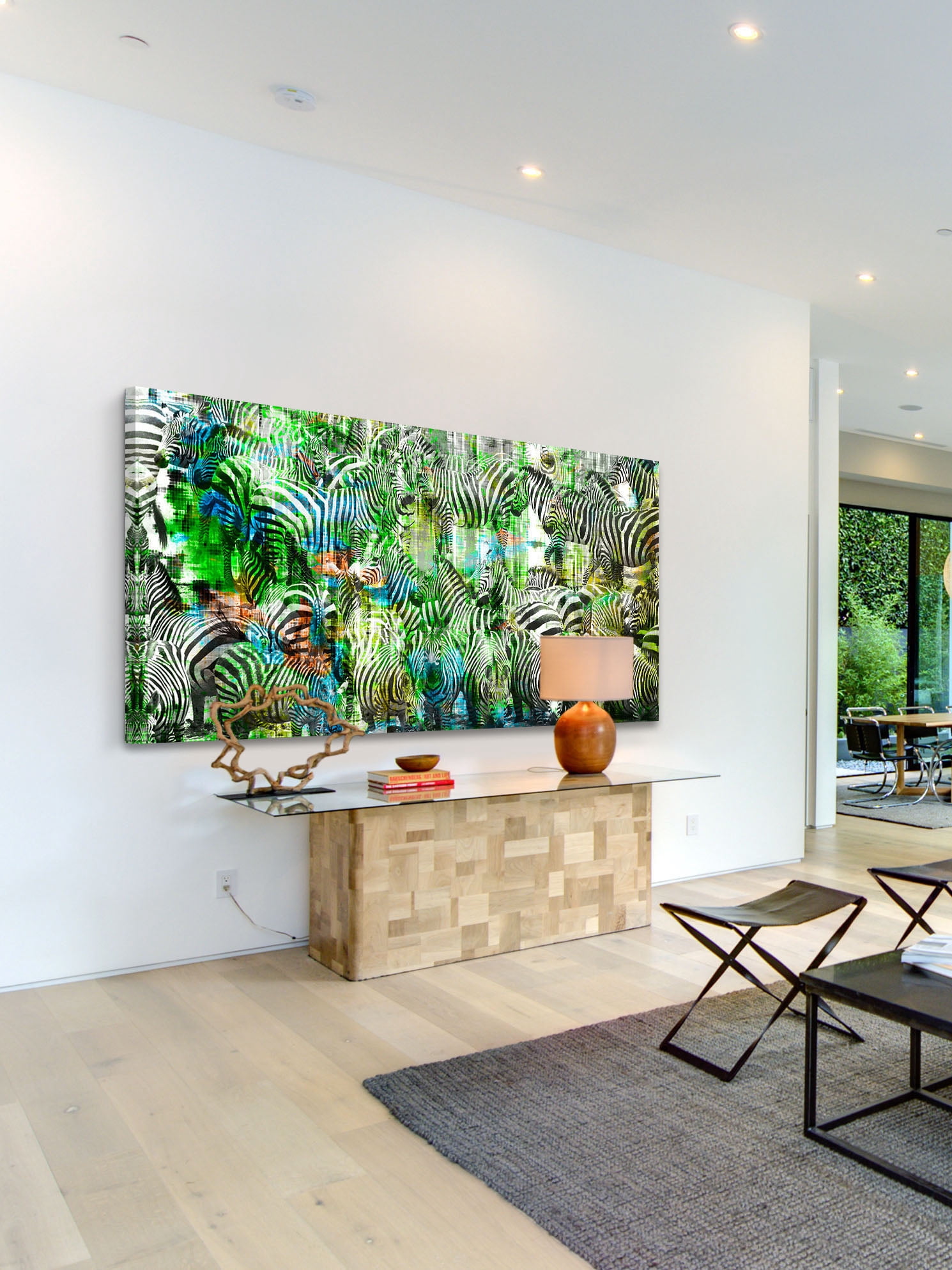Parvez Taj "Green Zebras" Print on Canvas