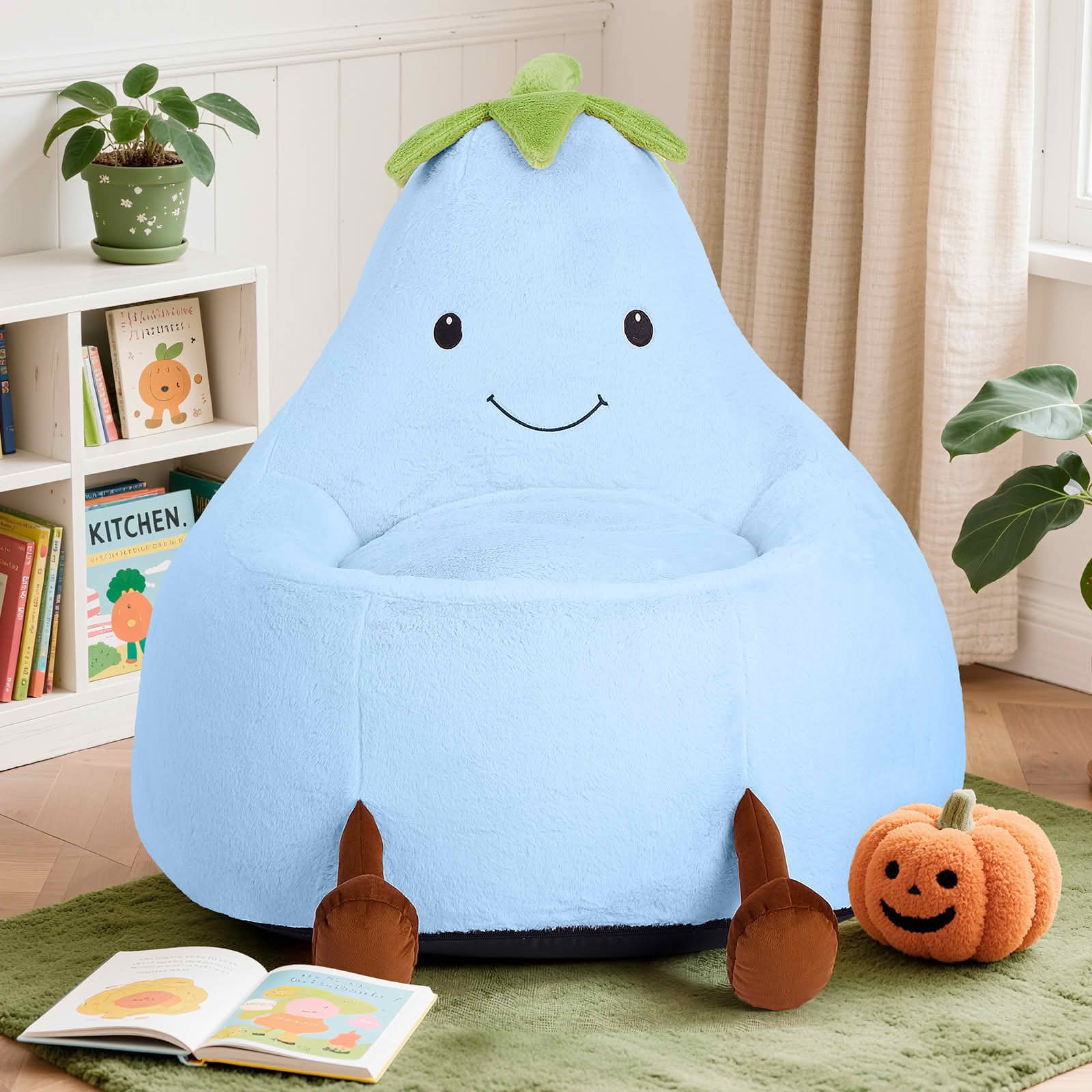 MAYEERTY Children's Bean Bag Chair Artificial Rabbit Fur Cover Filled Toddler Teen Sofa