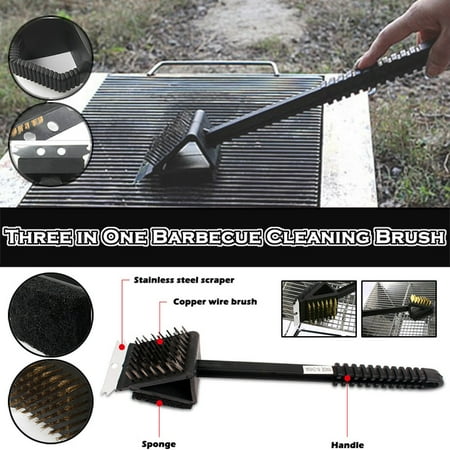 

Loopsun Cleaning Supplies New 3-in-1 Stain Steel Bristle Brush BBQ Grill Steel Scraper Edge Clean Tool