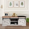 thumbnail image 2 of Tuekys Farmhouse Entryway Bench with Shoe Storage, Shoe Bench with Cushion and Hidden Shoe Storage Compartment, 2 of 6