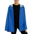 thumbnail image 2 of Kcodviy Womens Rain Jacket with Cute Coats Hood Lightweight Long Sleeve Rain Coat Plus Size Windbreaker Zip Up Drawstring Womens Windbreaker Jacket Raincoat with Pockets, 2 of 5