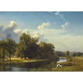 thumbnail image 2 of Bierstadt, Albert 14x11 White Modern Wood Framed Museum Art Print Titled - A River Landscape, Westphalia, 2 of 4