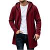thumbnail image 7 of Men Winter Cardigan Jacket Hooded Button Mid Long Down No Zip Casual Long Sweatshirt Outerwear with Pockets Ribbed Cuffs, 7 of 7
