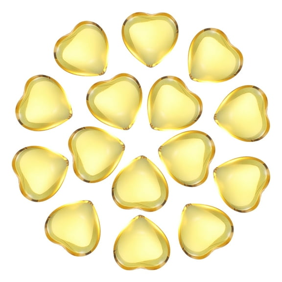 Uxcell 15 Pcs Natural Heart Shaped Crystal Stone, 0.6 Inch Mini Polished Love Gemstone Crystal, Pocket Rock Engraved Worry Stones for Women Gifts Meditation, Clear Yellow