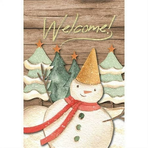Magnolia Gardens M080036 13 x 18 in. Print Welcome Snowman Polyester Garden Flag