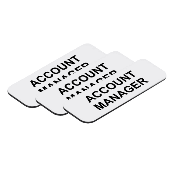 Account Manager 1 x 3" Name Tag/Badge, White, (3 Pack)