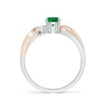 thumbnail image 2 of ANGARA Natural Emerald and Diamond Twisted Vine Engagement Ring in 14K White & Rose Gold for Women (Size-5mm) | May Birthstone, Birthday, Anniversary, Jewelry Gift for Women | Natural Emerald Ring, 2 of 10