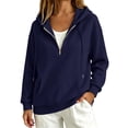 thumbnail image 3 of Lumtrix Womens Zip Up Hoodie Oversized Sweatshirt Soft Fleece Pullovers Comfy Sweatshirts with Pocket Navy L, 3 of 10