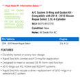 thumbnail image 2 of A/C System O-Ring and Gasket Kit - Compatible with 2014 - 2015 Nissan Rogue Select 2.5L 4-Cylinder, 2 of 2
