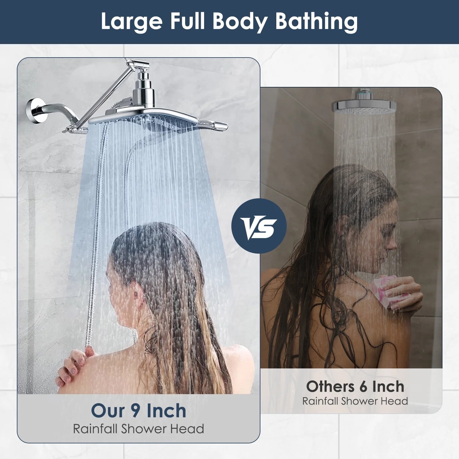 COOKEY Dual Shower Head with Handheld Combo,Detachable High Pressure Rain Shower Head with 60" Stainless Steel Hose,Chrome