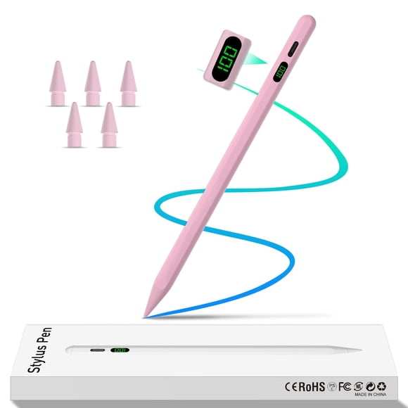 Lápiz capacitivo HFENGZN para iPad 10 y 9 con pantalla LED de alimentación, color rosa
