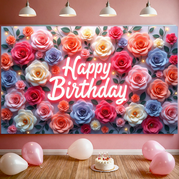 Colorful Floral Banner Butterfly Decoration Spring Theme for Birthday Party Kids Celebration Event
