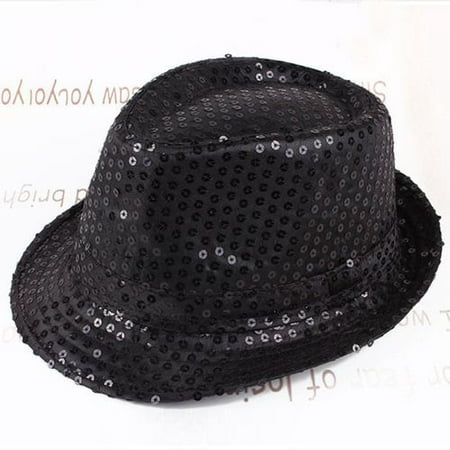 AkoaDa Sequin Hat Solid Color Cap Jazz Dance Hats Glitter Party Costume for  Adult