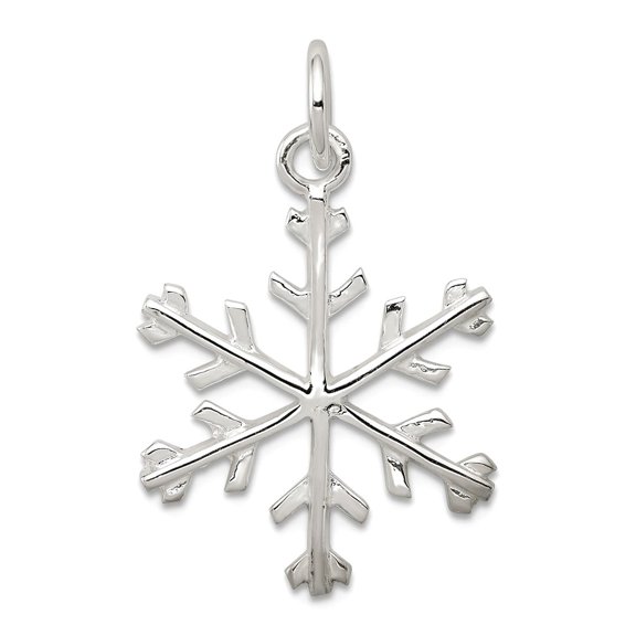 925 Sterling Silver Solid Polished Snowflake Pendant Necklace 28x18mm Wide Pendant for Women