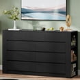 thumbnail image 5 of Afuhokles 9 Drawers Dresser with Side Storage Shelves for Bedroom, Modern 55.1" Large Wood Chest of Drawers Handle Free, Black, 5 of 8