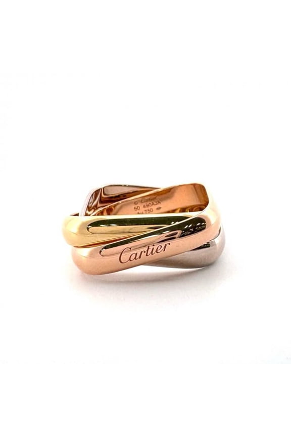 Pre-Owned Cartier Trinity Cushion Ring Classic Model, Size #50, 18K Gold (Au750),
