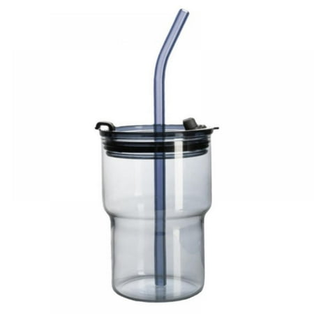 

14oz Glass Tumbler Glass Water Bottle Coffee Cup with Straw and Lid Wide Mouth Reusable and Heat-resistant