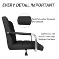 thumbnail image 4 of Mid-Back Office Task Chair Ribbed Leather Executive Chair Modern Adjustable Home Desk Chair Retro Comfortable Work Chair 360 Degree Swivel with Arms (Black), 4 of 5