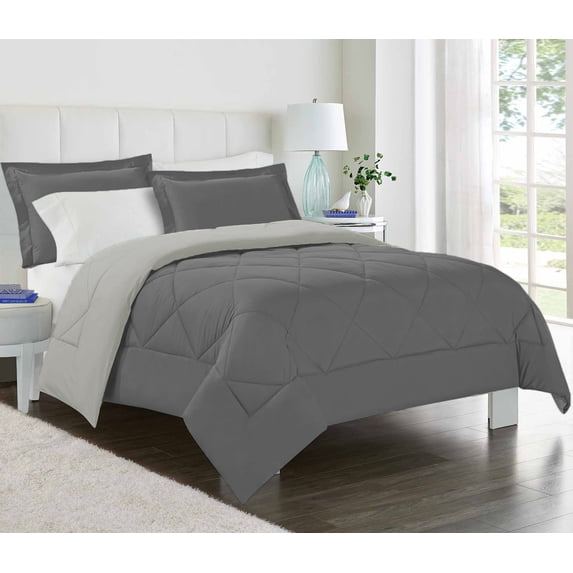 Unique Home Alternative Goose Down Clearance Comforter Soft Premium Color Duvet Covers Set 3pc (King, Charcoal)