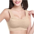 thumbnail image 2 of Women's Bras Woman Tops Bra No Underwire Underwears Base Vest Style Sports Base Underwears V-Neck Lightly Lined Bra Feature Hook and Eye Closure Push-up Bra Style Y-216 , Beige M, 2 of 3