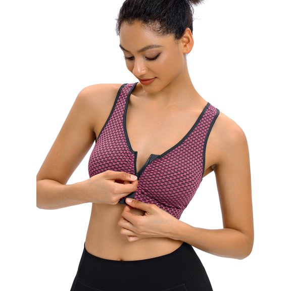 SAYFUT Women's Front Closure Sport Bra Removable Pads Wirefree Racerback Workout Yoga Bras