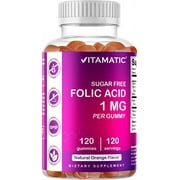 Vitamatic Folic Acid Gummies 1000 mcg (1 mg) - an Essential Prenatal Vitamins for Mom & Baby - Vitamin B9 - 120 Vegan Gummies
