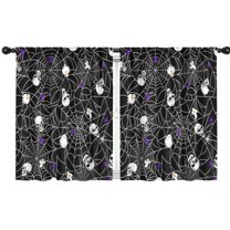 Blackout Kids Curtains,Halloween Spider Web and Skulls Pattern Childrens Insulated Curtains Set Of 2,Bedroom Essentials,Toddler Room Decor 42"x54"