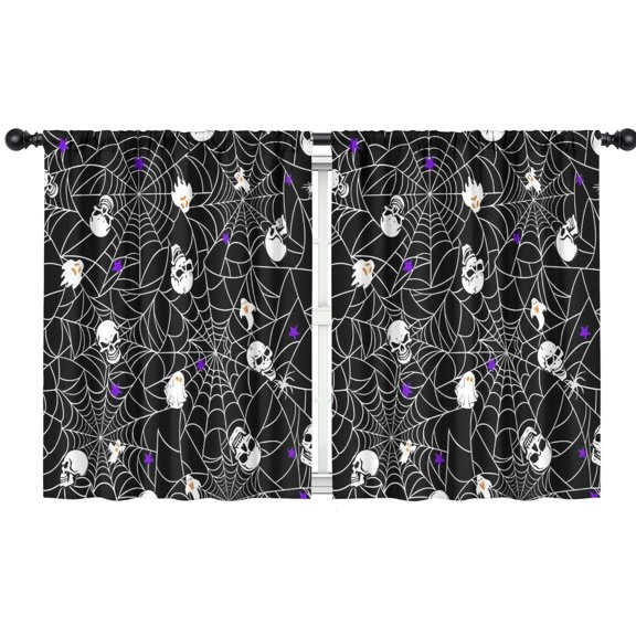 Blackout Kids Curtains,Halloween Spider Web and Skulls Pattern Childrens Insulated Curtains Set Of 2,Bedroom Essentials,Toddler Room Decor 42"x54"