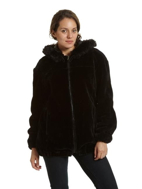 women faux fur leather jacket