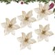 thumbnail image 3 of EeaseMX 5 piezas de flores artificiales con purpurina navideña, corona floral, decoración para árbol de Navidad (doradas), 3 of 8