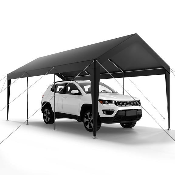 Heavy Duty 10 x 20 FT Portable Car Canopy, Grey Carport Garage Shelter Tent for Outdoor Parking