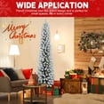 thumbnail image 3 of Christmas Trees 5FT Flocked Pencil Christmas Tree with 100 Warm White LED Lights – Slim Snowy PVC Tree with 263 Tips, Metal Stand, Space-Saving Design, Easy to Set Up,Artificial Christmas Trees, 3 of 9